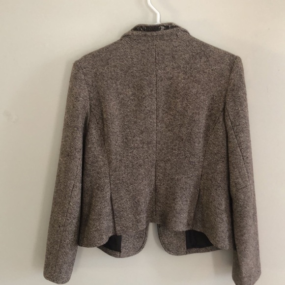 Classic Tweed Wool Blend Brown Blazer Size 13 Smart Set - Picture 7 of 13